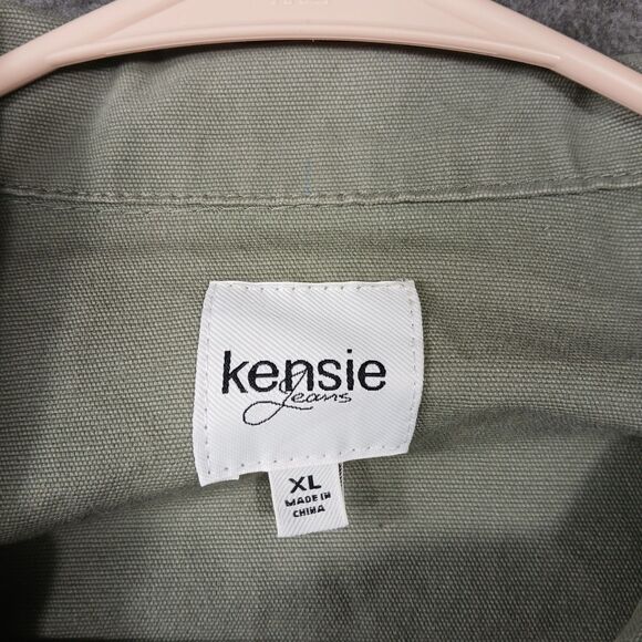Kenzie Jeans Olive‎ Green Denim Snap Up Utility Jacket Size XL Style ENG02287X - Picture 6 of 13